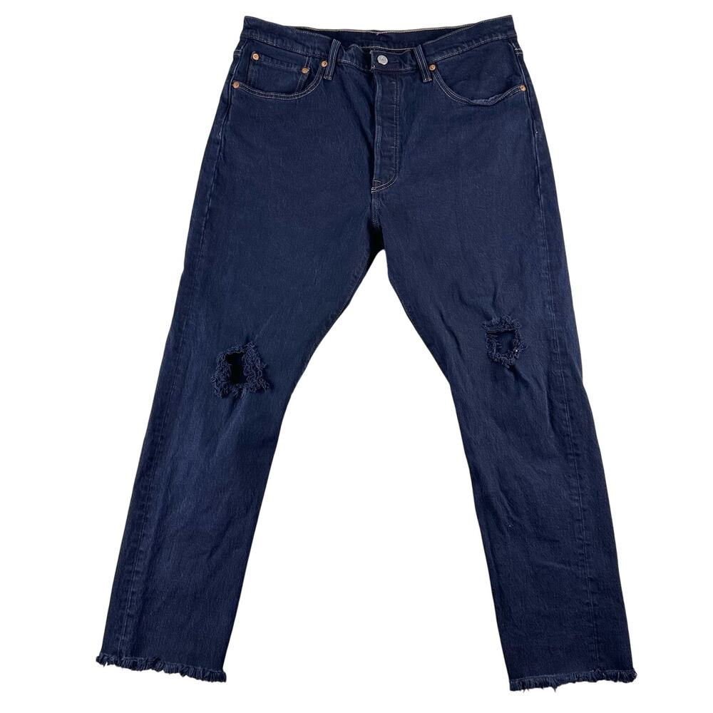 Levi's 501 XX Button Fly Jeans Mens 33x28 Dark Wash Straight Fit Distressed